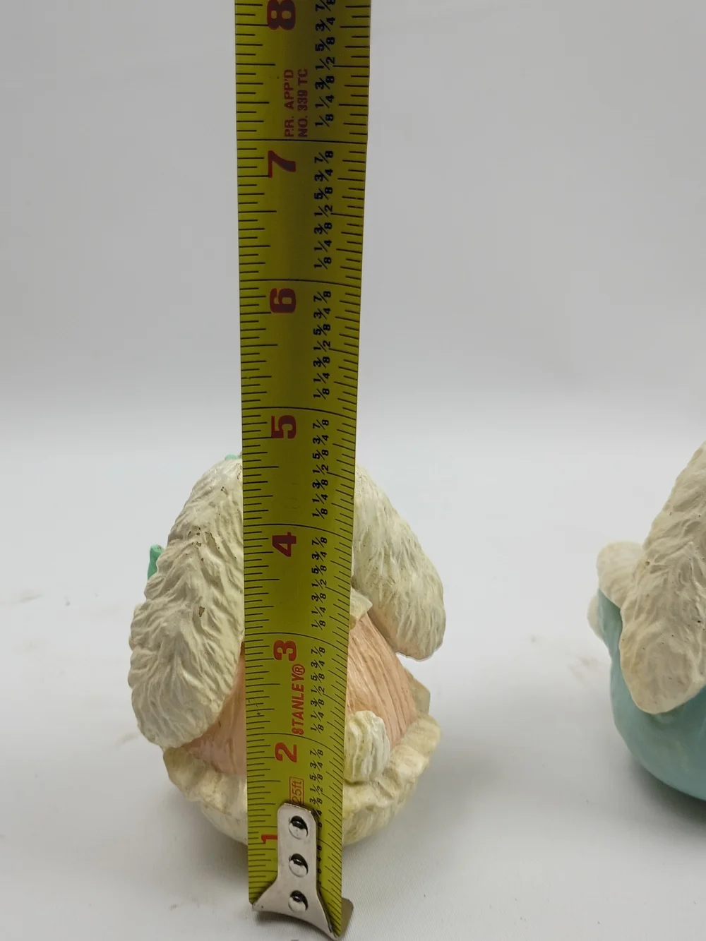 Pastel Bunny Figurine Set - Cream and Blue Decorative Bunnies